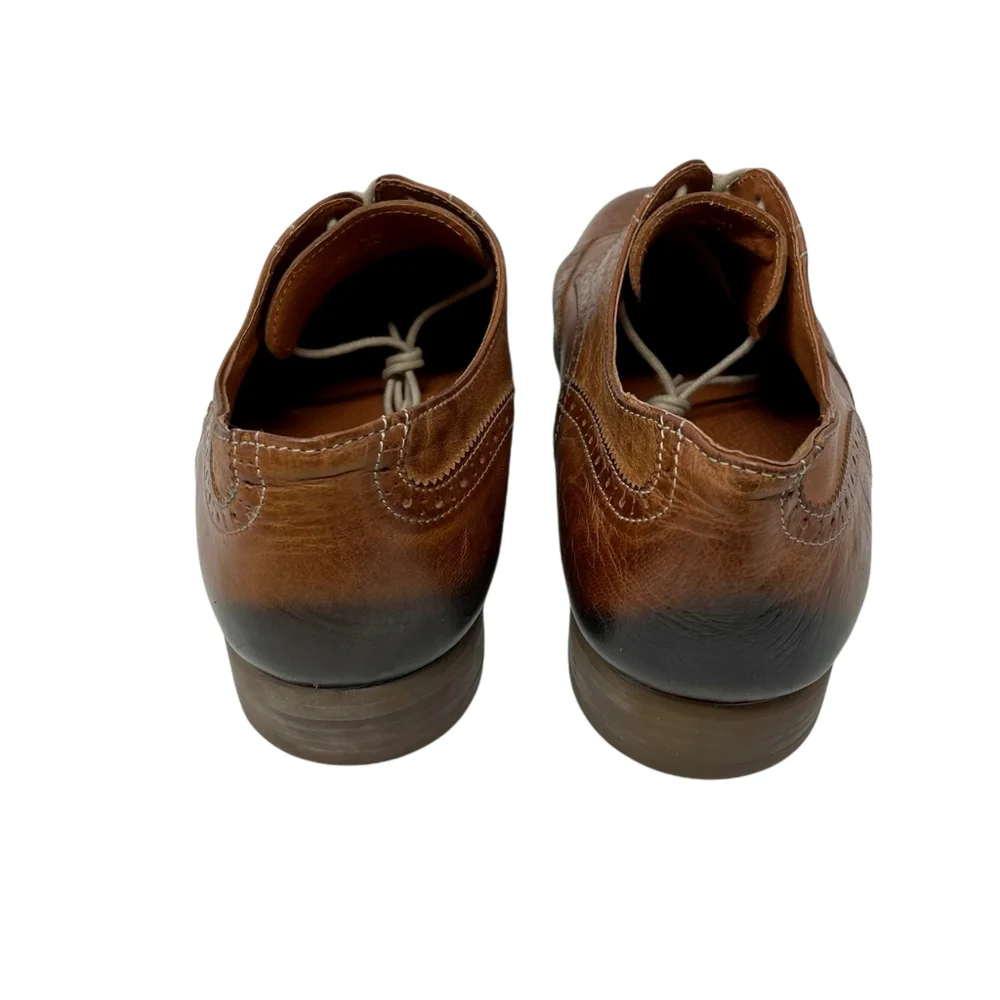 Kenneth Cole Reaction Wing Man‎ Brown Leather Oxford Size 12 Lace Up Patina